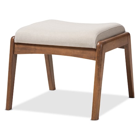 Baxton Studio Roxy Walnut Finishing and Light Beige Upholstered Ottoman 133-7143